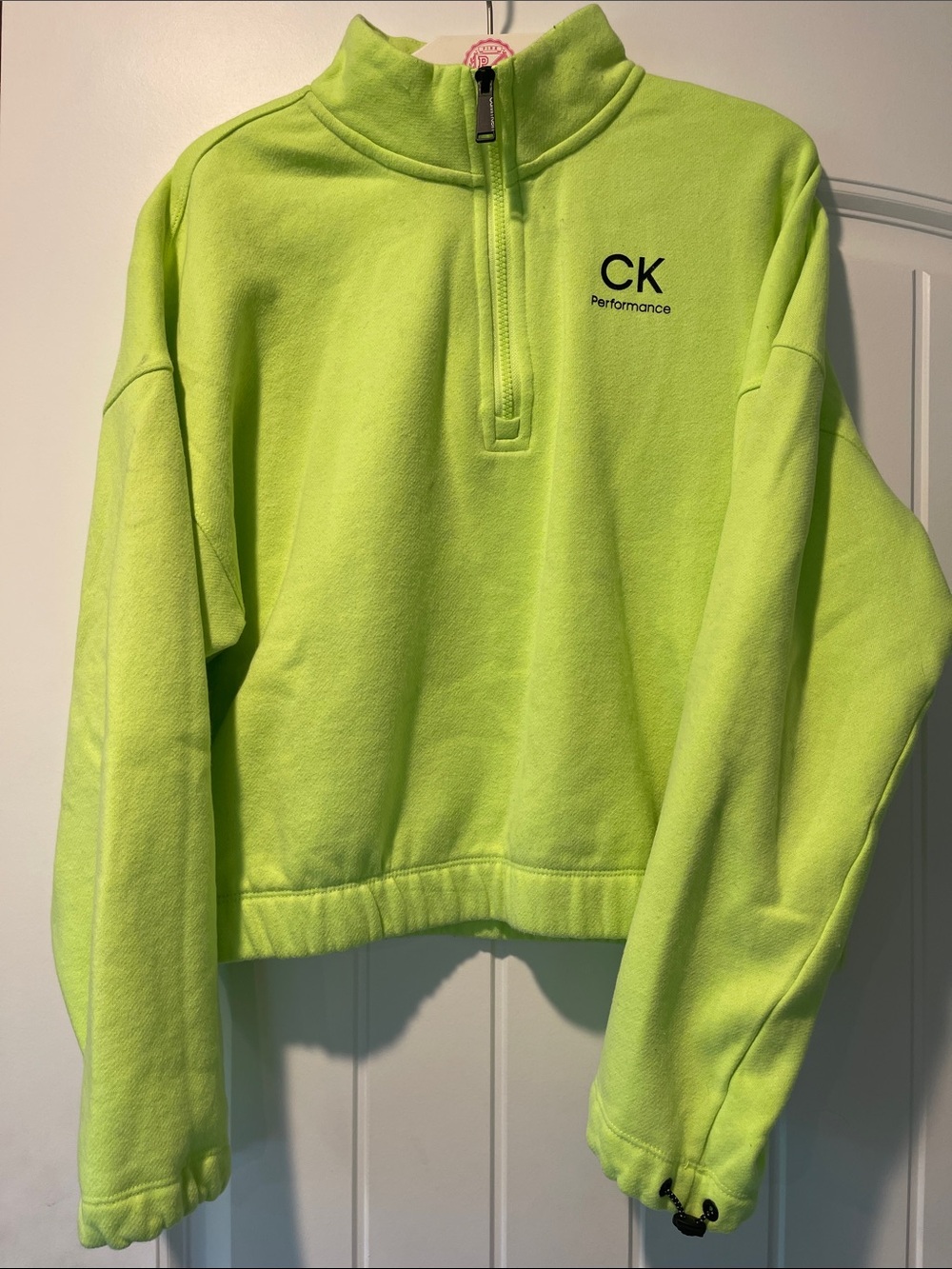 Calvin Klein Neon Lime Performance Cropped Pullover